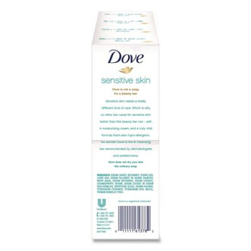 Dove Sensitive Skin Bath Bar, Unscented, 3.75 oz, 8 Bars/Pack, 9 Packs/Carton (CB613789)