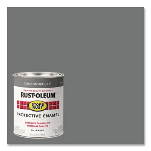 Rust-Oleum Stops Rust Brush-On Protective Enamel Paint, Gloss Smoke Gray, 1 qt Can, 2/Carton (7786502)