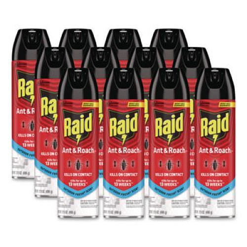 Raid Ant and Roach Killer, 17.5 oz Aerosol Spray, Outdoor Fresh, 12/Carton (386220CT)
