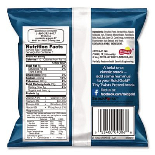 Rold Gold Tiny Twists Pretzels, 1 oz Bag, 88/Carton (32430)