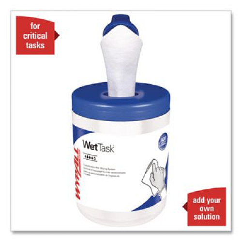 WypAll WetTask System Prep Wipers for Bleach/Disinfectants/Sanitizers Hygienic Enclosed System Refills, w/Canister, 55/RL,12 Roll/CT (7732005)