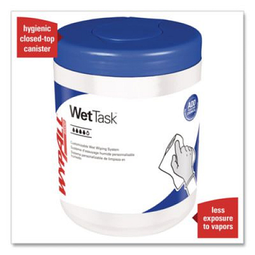 WypAll WetTask System Prep Wipers for Bleach/Disinfectants/Sanitizers Hygienic Enclosed System Refills, w/Canister, 55/RL,12 Roll/CT (7732005)