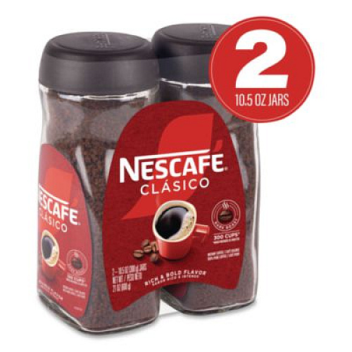 Nescaf Clasico Dark Roast Instant Coffee, 21 oz Jar, 2/Carton (22002635)