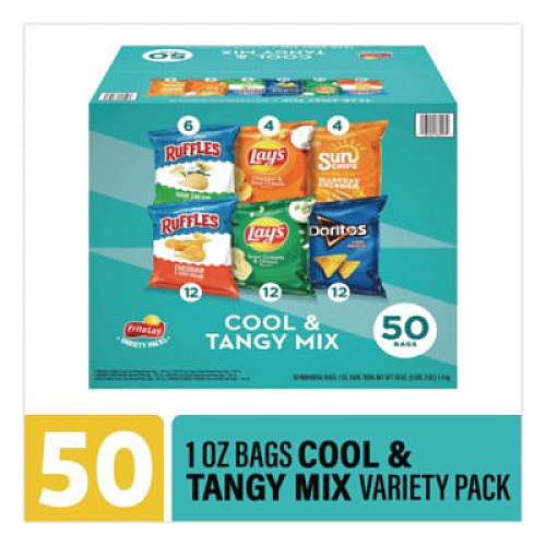 Frito-Lay Cool and Tangy Mix Variety Pack, Assorted Flavors, 1 oz Bags, 50 Bags/Carton (22002669)