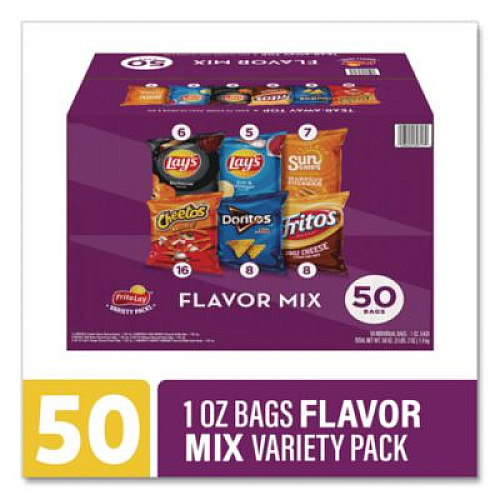 Frito-Lay Flavor Mix Variety Pack, Assorted Flavors, 1 oz Bag, 50 Bags/Carton (22002671)