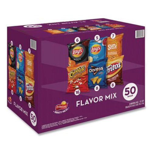 Frito-Lay Flavor Mix Variety Pack, Assorted Flavors, 1 oz Bag, 50 Bags/Carton (22002671)