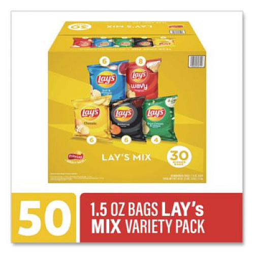 Frito-Lay Potato Chip Variety Mix, Assorted Flavors, 1.5 oz Bag, 30 Bags/Carton (22002672)