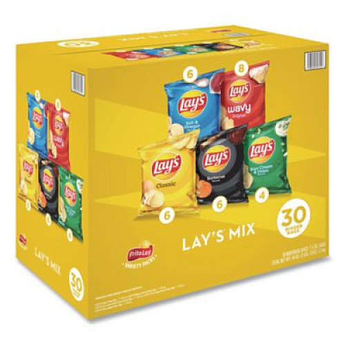 Frito-Lay Potato Chip Variety Mix, Assorted Flavors, 1.5 oz Bag, 30 Bags/Carton (22002672)