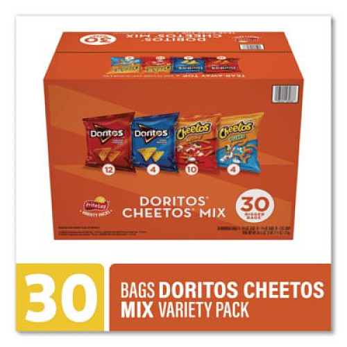 Frito-Lay Doritos and Cheetos Variety Pack, Assorted Flavors, Assorted Sizes, 30 Bags/Carton (22002673)