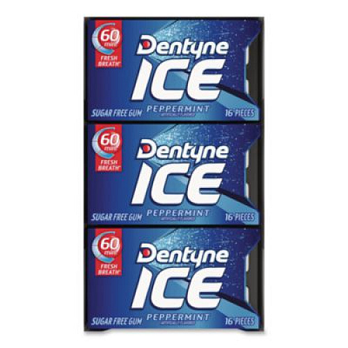 Dentyne Ice Sugarless Gum, Peppermint Flavor, 16 Pieces/Pack, 12 Packs/Carton (22002647)