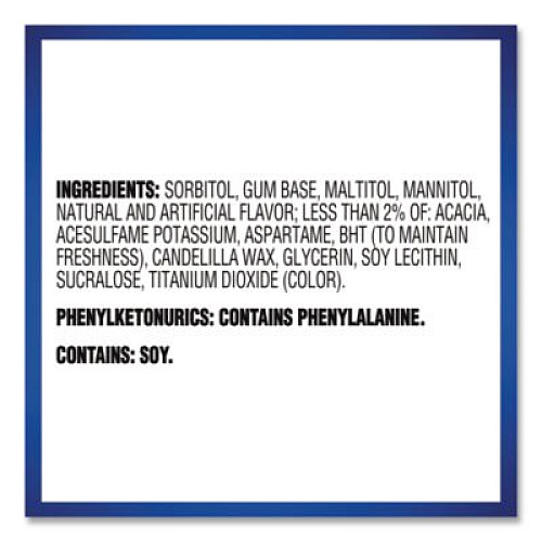 Dentyne Ice Sugarless Gum, Peppermint Flavor, 16 Pieces/Pack, 12 Packs/Carton (22002647)
