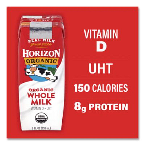 Horizon Organic Shelf-Stable Whole Milk Boxes, 8 oz Box, 18/Carton (22002680)