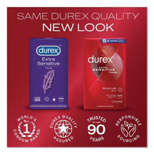 Durex Extra Sensitive Condoms, Natural, 12/Box, 18 Boxes/Carton (30271CT)