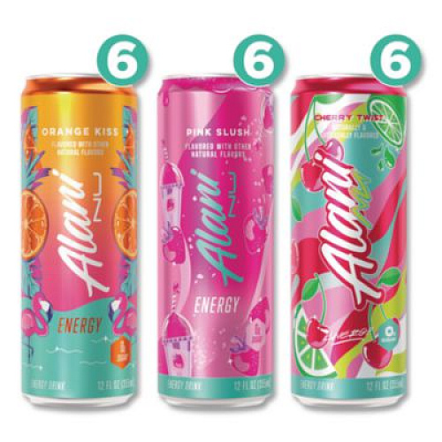 Alani Nu Energy Sweet Splash Variety Pack, Assorted Flavors, 12 oz Can, 18/Carton (22002374)