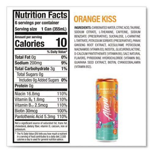Alani Nu Energy Sweet Splash Variety Pack, Assorted Flavors, 12 oz Can, 18/Carton (22002374)