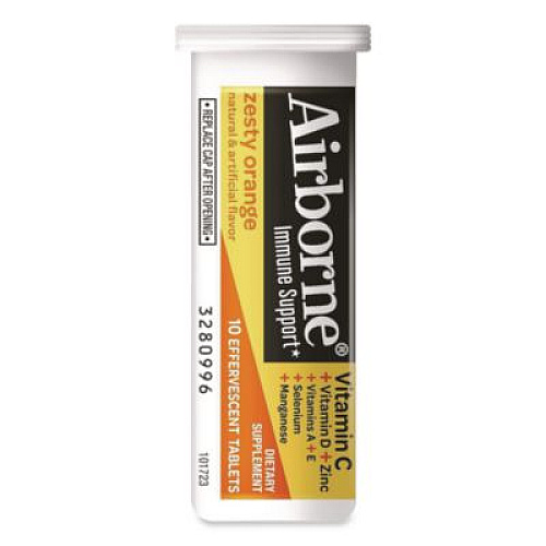 Airborne Immune Support Effervescent Tablet, Zesty Orange, 10/Box (30004)