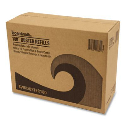 Boardwalk 180 Duster Refills, Soft Fluffy Fibers, White, 10 Dusters/Box, 4 Boxes/Carton (DUSTER180)