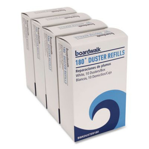 Boardwalk 180 Duster Refills, Soft Fluffy Fibers, White, 10 Dusters/Box, 4 Boxes/Carton (DUSTER180)