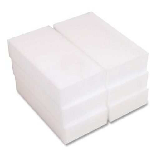 Boardwalk Eraser Pads, 2.5 x 4.5, 1" Thick, White, 6 Pads/Pack, 6 Packs/Carton