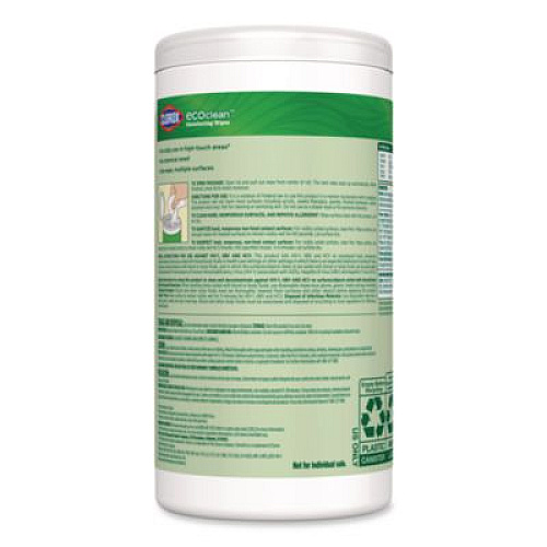 CloroxPro EcoClean Disinfecting Wipes, 1-Ply, 7 x 8, Unscented, White, 3/Carton (60787CT)