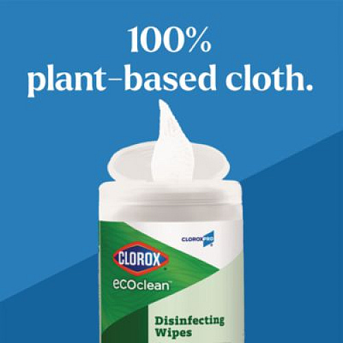 CloroxPro EcoClean Disinfecting Wipes, 1-Ply, 7 x 8, Unscented, White, 3/Carton (60787CT)