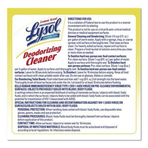Professional LYSOL Brand Disinfectant Deodorizing Cleaner Concentrate, 1 gal Bottle, Lemon Scent (76334)