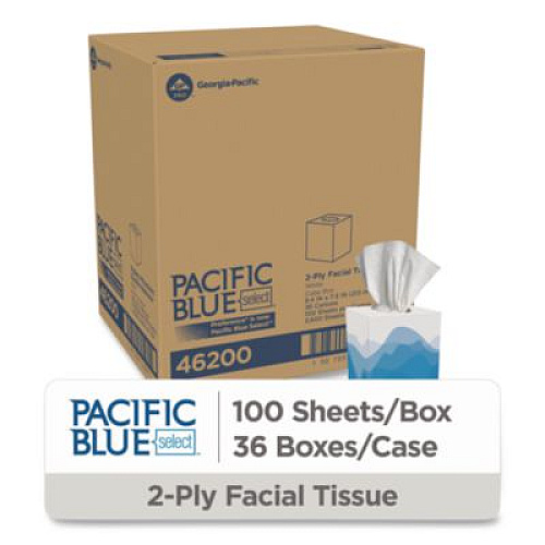 Georgia Pacific Professional Pacific Blue Select Cube Box Facial Tissue, 2-Ply, White, 100 Sheets/Box, 36 Boxes/Carton (462)