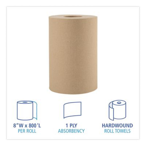 Boardwalk Green Universal Roll Towels, 1-Ply, 8" x 800 ft, Natural, 6 Rolls/Carton (16GREEN)