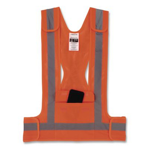 ergodyne GloWear 8142BA Type O Class 1 Breakaway Hi-Vis Safety Vest, Polyester, Large/X-Large, Orange (27023)