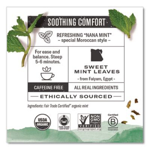 Numi Organic Teas and Teasans, 1.4 oz, Moroccan Mint, 18/Box (10104)