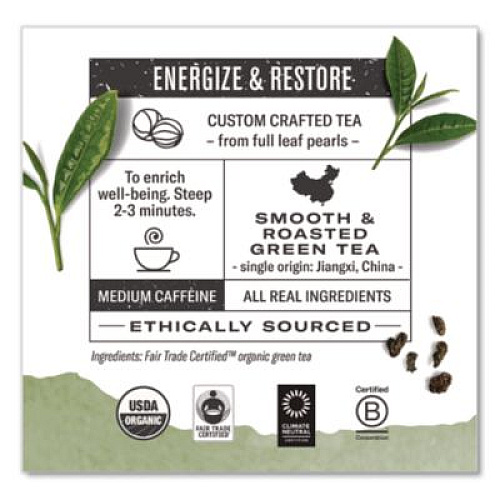 Numi Organic Teas and Teasans, 1.27 oz, Gunpowder Green, 18/Box (10109)