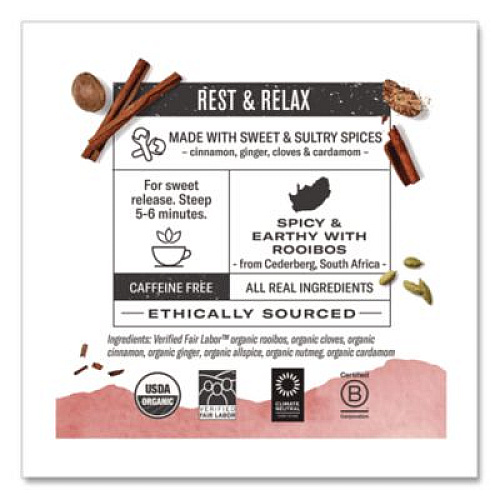 Numi Organic Teas and Teasans, 1.71 oz, Rooibos Chai, 18/Box (10200)