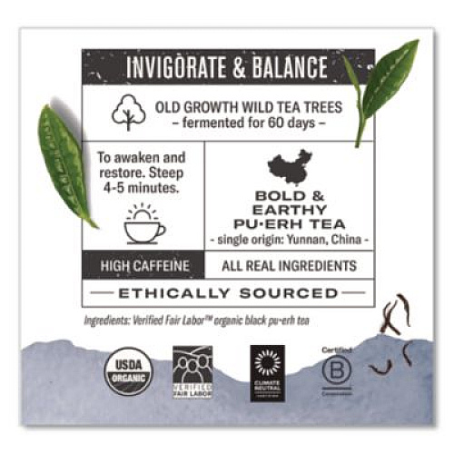 Numi Organic Teas and Teasans, 0.125 oz, Emperor's Puerh, 16/Box (10350)