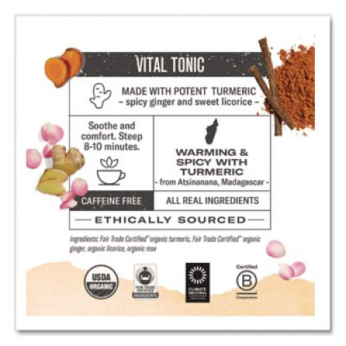 Numi Turmeric Tea, Three Roots, 1.42 oz Bag, 12/Box (10550)