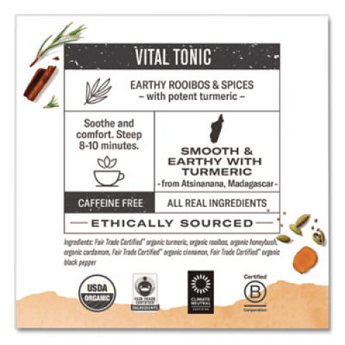 Numi Turmeric Tea, Amber Sun, 1.46 oz Bag, 15/Box (10552)