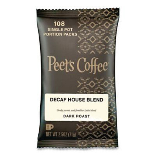 Peet's Coffee & Tea Coffee Portion Packs, House Blend, Decaf, 2.5 oz Frack Pack, 18/Box (504913)