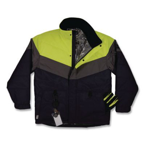 ergodyne N-Ferno 6464 Insulated Freezer Jacket with AmpliFIRE Heat Reflective Lining, Medium, Navy (41133)