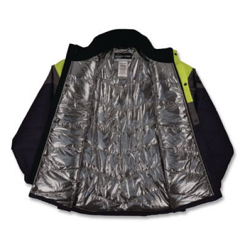 ergodyne N-Ferno 6464 Insulated Freezer Jacket with AmpliFIRE Heat Reflective Lining, X-Large, Navy (41135)