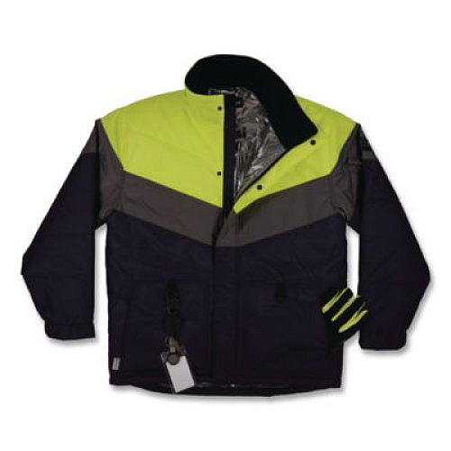 ergodyne N-Ferno 6464 Insulated Freezer Jacket with AmpliFIRE Heat Reflective Lining, X-Large, Navy (41135)