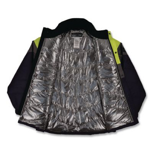ergodyne N-Ferno 6464 Insulated Freezer Jacket with AmpliFIRE Heat Reflective Lining, 2X-Large, Navy (41136)