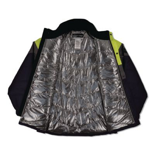 ergodyne N-Ferno 6464 Insulated Freezer Jacket with AmpliFIRE Heat Reflective Lining, 4X-Large, Navy (41138)