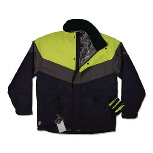 ergodyne N-Ferno 6464 Insulated Freezer Jacket with AmpliFIRE Heat Reflective Lining, 4X-Large, Navy (41138)