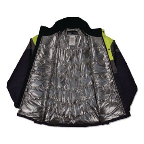 ergodyne N-Ferno 6464 Insulated Freezer Jacket with AmpliFIRE Heat Reflective Lining, 5X-Large, Navy (41139)