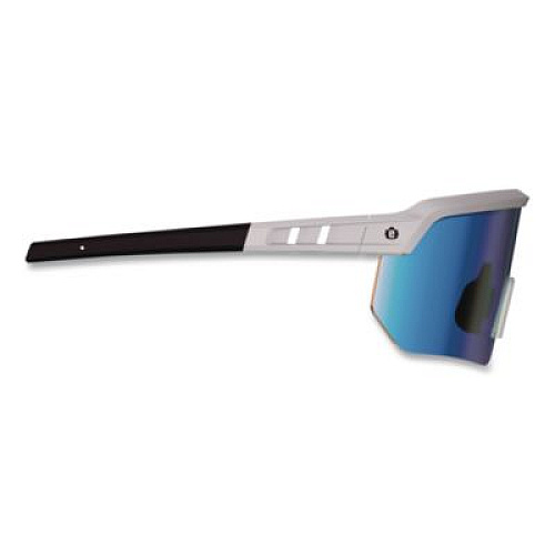 ergodyne Skullerz AEGIR Color Enhancing Safety Glasses, Matte Gray Half Frame, Mirrored High Contrast Ice Blue Single Lens (55211)