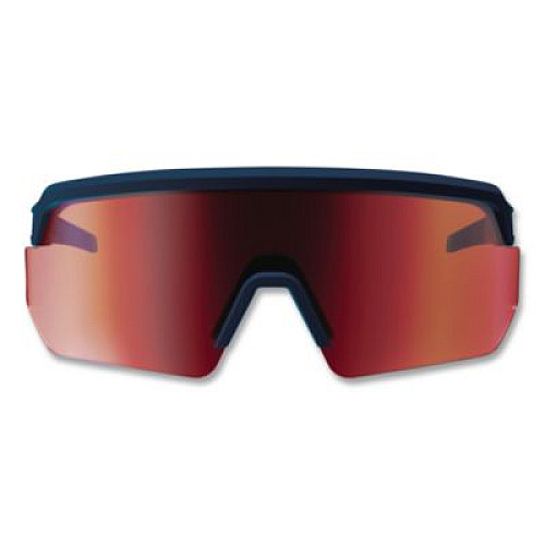 ergodyne Skullerz AEGIR Color Enhancing Anti-Scratch Anti-Fog Safety Glasses, Matte Blue Half Frame, Mirrored High Contrast Red Lens (55230)