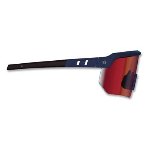 ergodyne Skullerz AEGIR Color Enhancing Anti-Scratch Anti-Fog Safety Glasses, Matte Blue Half Frame, Mirrored High Contrast Red Lens (55230)