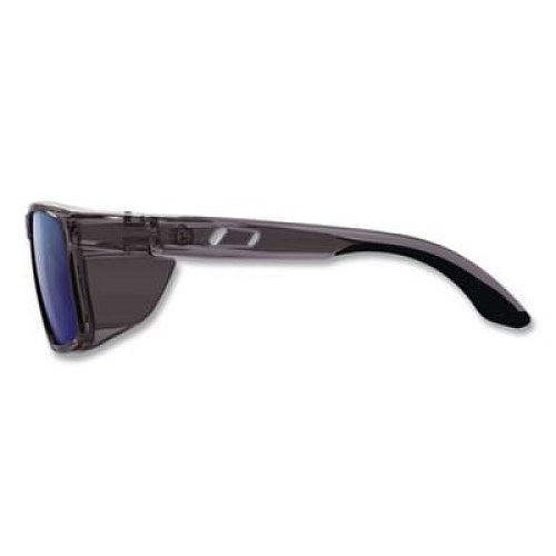 ergodyne Skullerz SIXTEN Anti-Scratch Anti-Fog Safety Glasses with Side Shields, Smoke Full Frame, Polarized Mirrored Blue Dual Lens (58240)