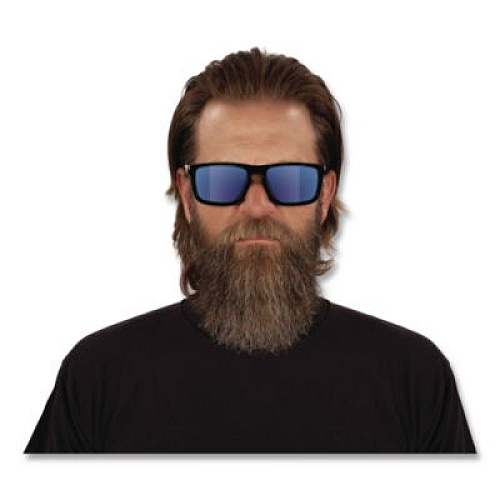 ergodyne Skullerz SIXTEN Anti-Scratch Anti-Fog Safety Glasses with Side Shields, Smoke Full Frame, Polarized Mirrored Blue Dual Lens (58240)