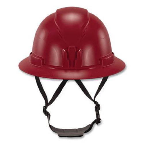 ergodyne Skullerz 8963 Full Brim Class E Safety Helmet, 6-Point Rachet Suspension, Full Brim, Red (60544)