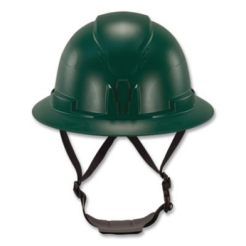 ergodyne Skullerz 8963 Full Brim Class E Safety Helmet, 6-Point Rachet Suspension, Full Brim, Green (60545)